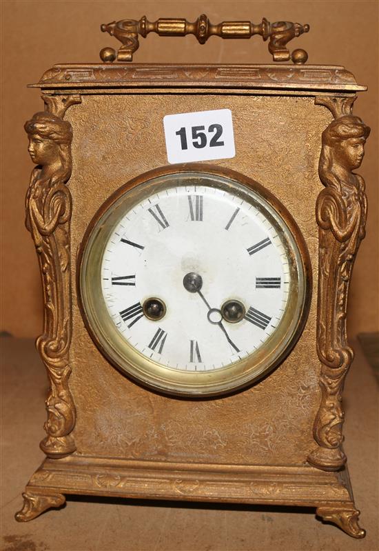 Square gilt painted mantel clock